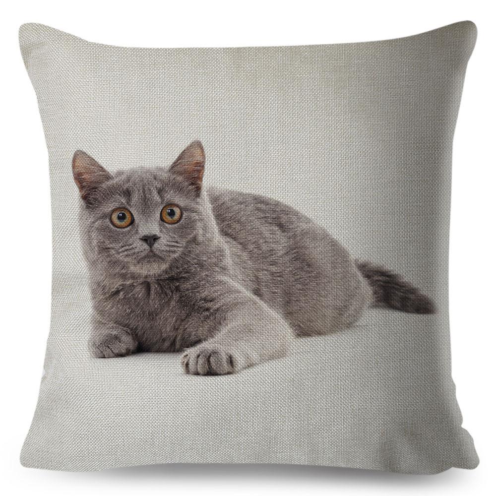 Cute Cat Pillowcase Decor Lovely Pet Animal Print Cojines Cushion Cover Polyester Pillow Case for Home Sofa Children Room 45x45