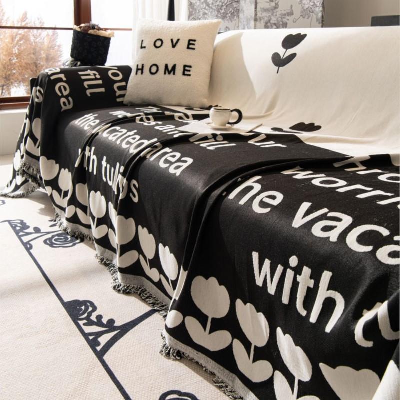 Nordic Tulip Mat Throw Blankets Living Room Sofa Couple Position Modern Throw Color Block Blanket Cover  Funda Sofa