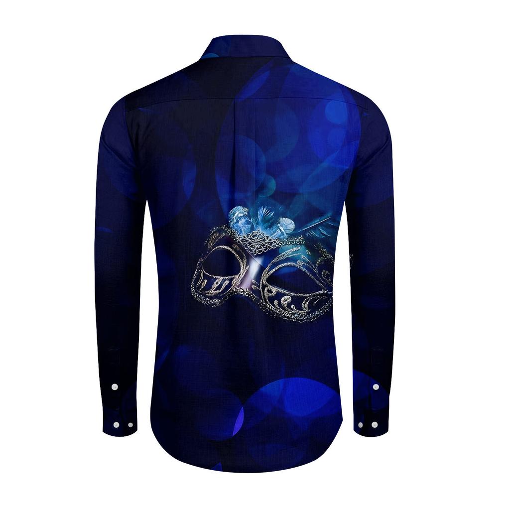 Herr Vår Casual Lös Tryckt Långärmad Skjorta Herrskjorta