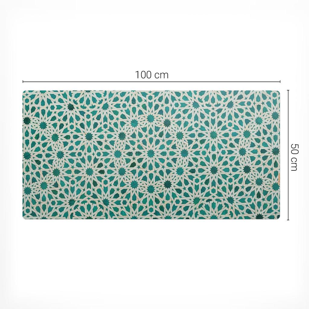 Desk Mat With Beautiful Geometric Pattern Arabesque Print 100X50 Cm