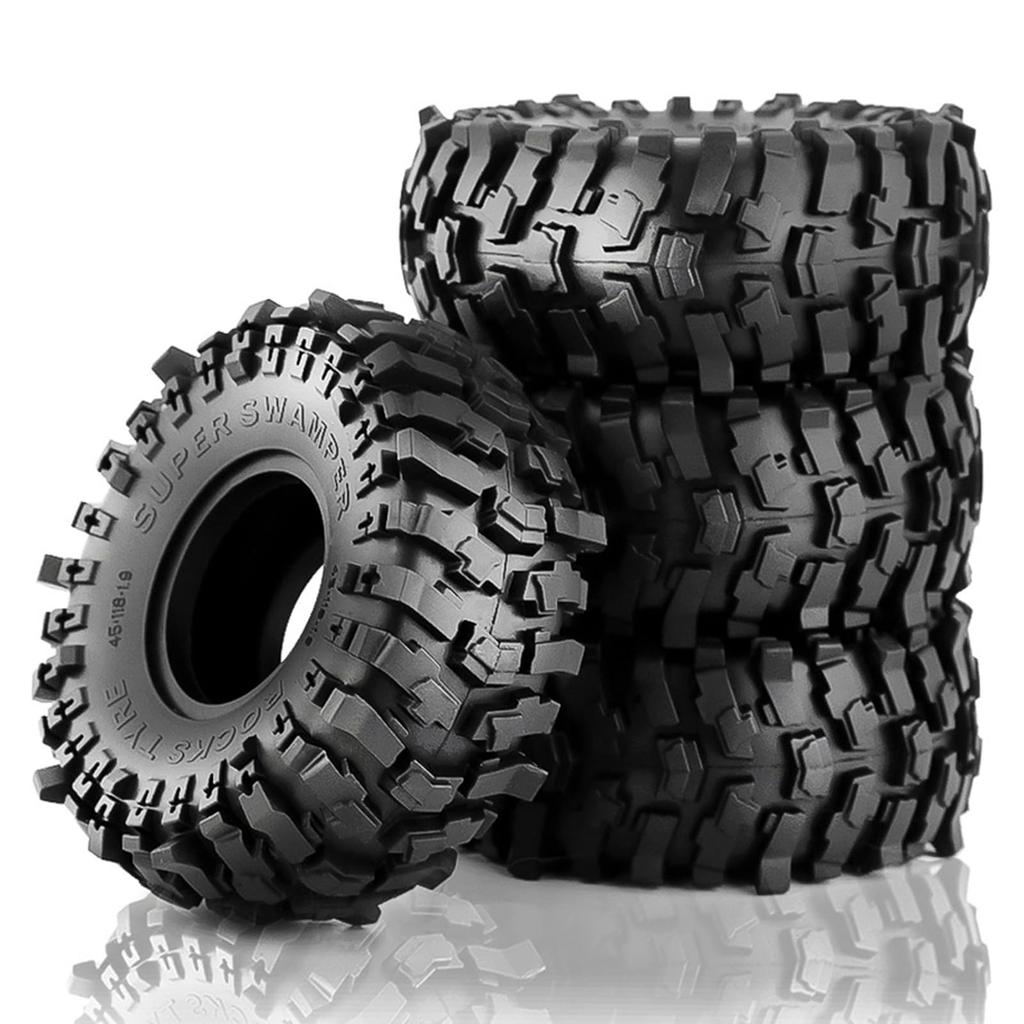 Goolsky Remote Control Crawler Rubber Car Tires 1.9 Inch 11845mm 4pcs Replacement for Trax4 Axial Scx10 Wraith Scx10 Yikong Rgt Wrangler 110 Remote