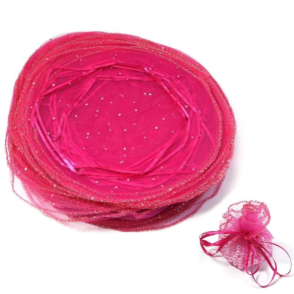 10Pcs Mesh Organza Drawstring Bag Tulle Fabric 26CM Gift Bags Round Shape Round Organza Bag