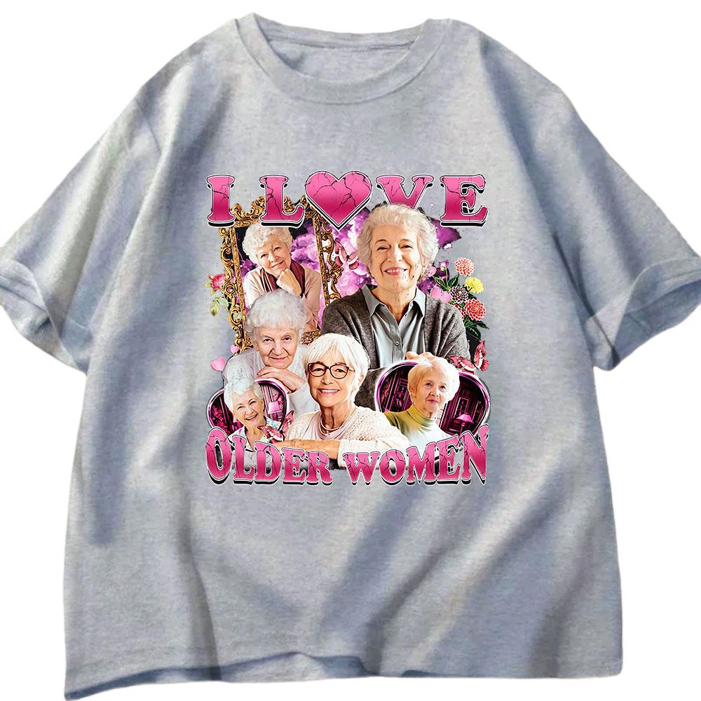 I Love Elderly Womens Fun Meme Tshirt 2026 Summer Mens Womens Casual Cotton Fashion Humorous Oversized Tshirt Street Wear