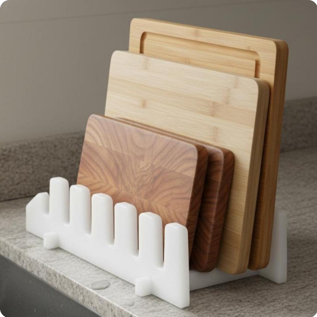 Cutting Board Rack Multi-Compartment Design Chopping Board Holder Kitchen Utensil Rack Space-Saving Household Storage Non-Slip