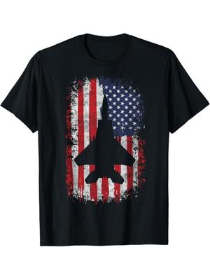 USA Flag Fighter Jet Aviation Graphic T-Shirt 100% Cotton O-Neck Short Sleeve Summer Casual Men