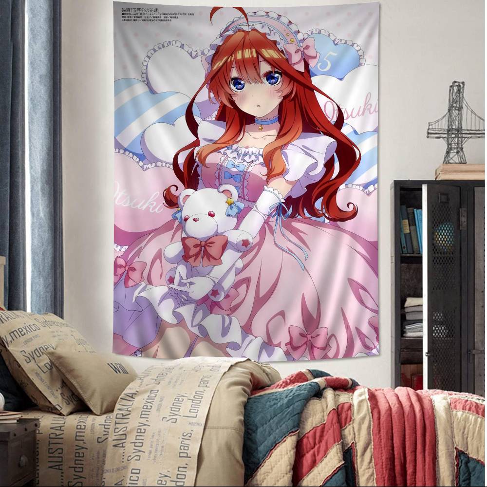 The Anime Quintessential Quintuplets Colorful Tapestry Wall Hanging Hippie Flower Wall Carpets Dorm Decor Japanese Tapestry