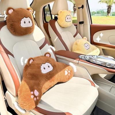 Appui-tête et Coussin lombaire Singe en Peluche pour Voiture - Coussin de Soutien Confortable pour Toutes les Saisons