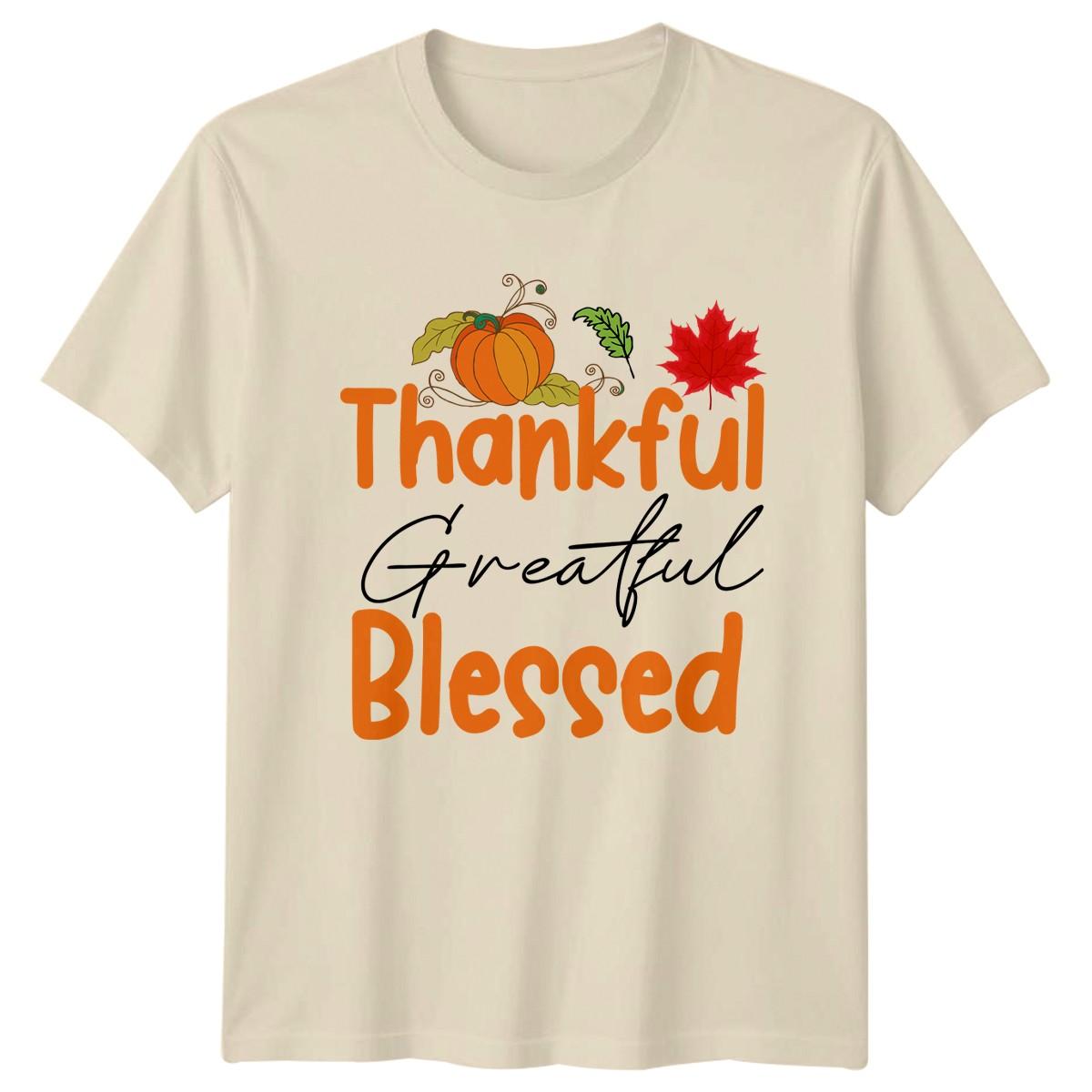 Thankful Greatful Blessed T-Shirt Thanksgiving Fall Season XXXXL