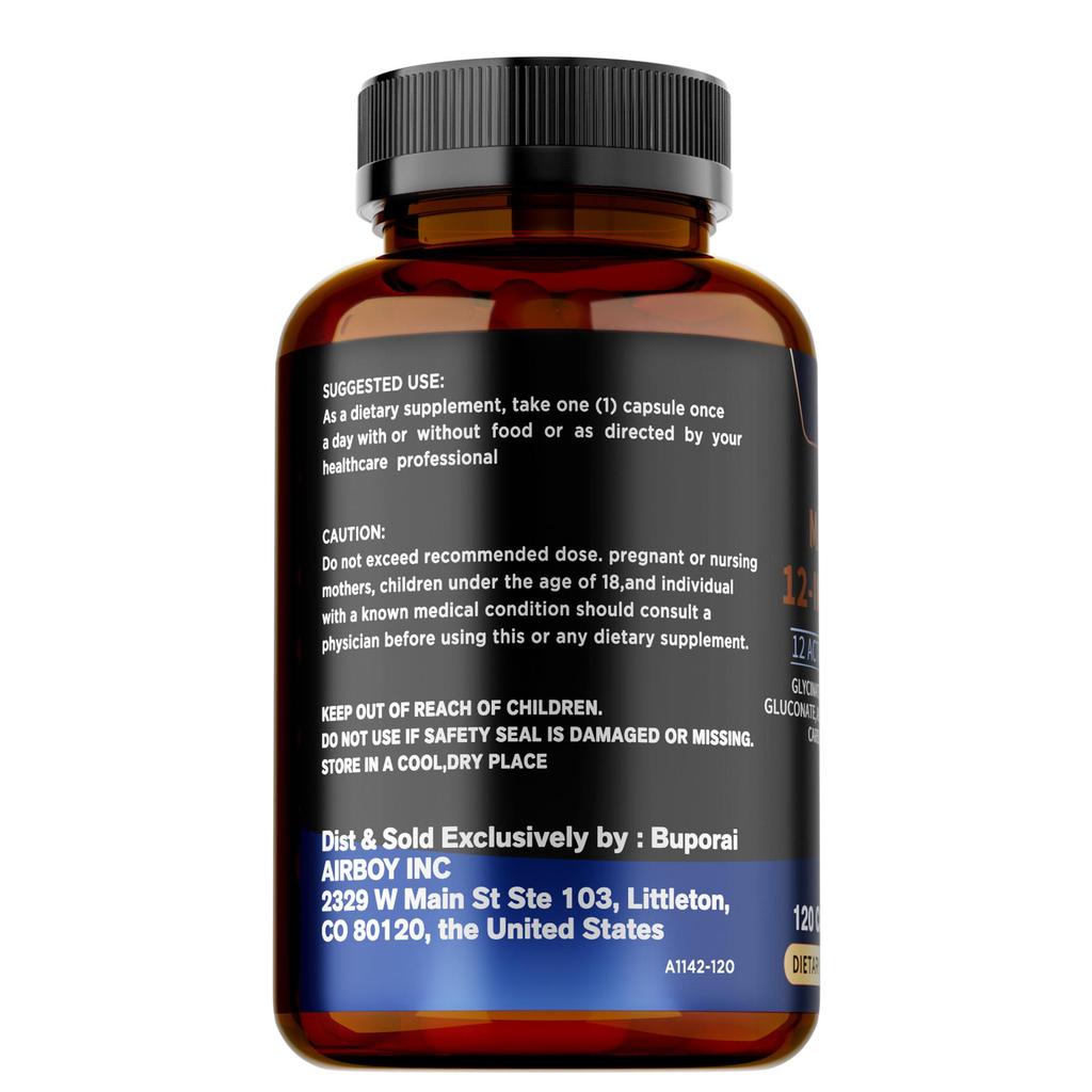 Hořčík 12 v 1 komplex - Hořečnan hořečnatý, Citrát hořečnatý, Jablečnan hořečnatý, L-Threonát hořečnatý