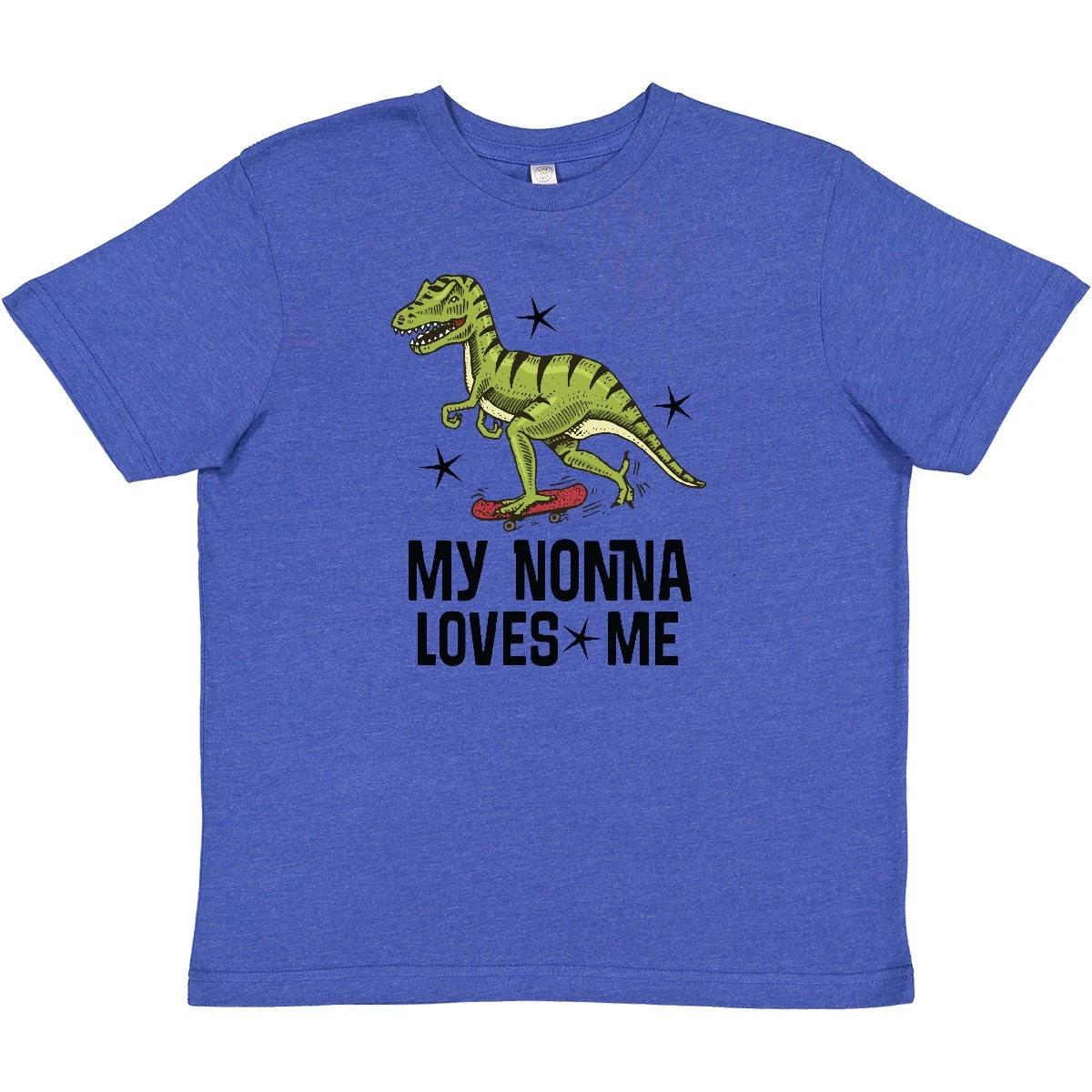 Inktastic My Nonna Loves Me Dinosaur Youth T-Shirt Grandchild Grandkids From Tee 100