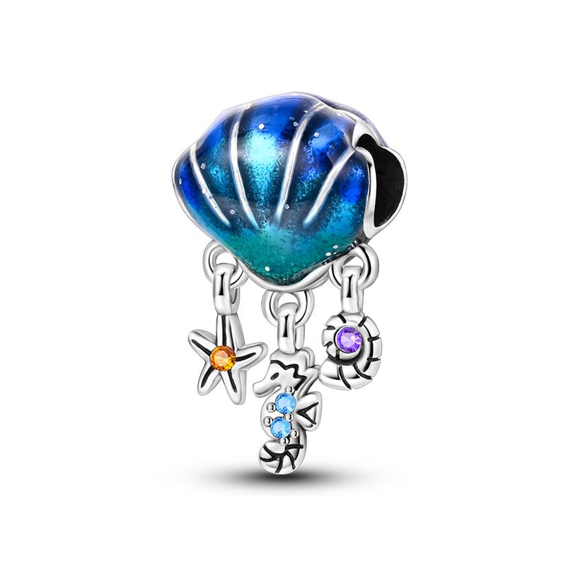 Summer 925  Silver Sailing Ship Lighthouse Luminous Ocean Series Charms Beads Fit Pan 925 Original Bracelets DIY Jewelry