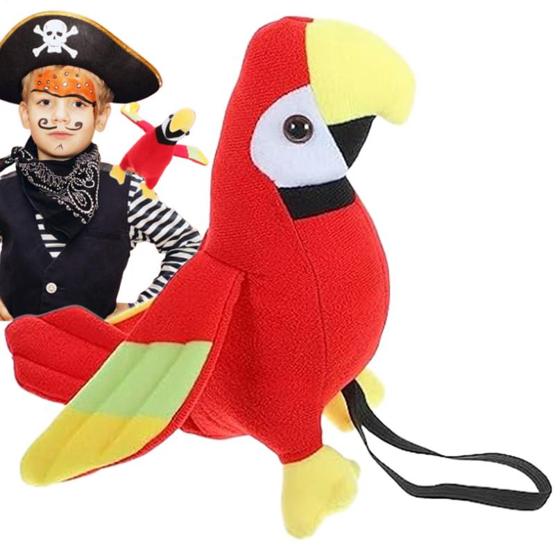 Plush Pirate Parrot Halloween Party Props Pirate Role Playing Toys Stuffed Parrot Doll Plush Ornament Bird Child Toys Birthday China Mainland