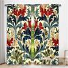Set Of 2 Boho Style Red Flower Retro Curtain Original Design Abstract Shading Suitable Kitchen Bedroom Living Polyester Ideal For