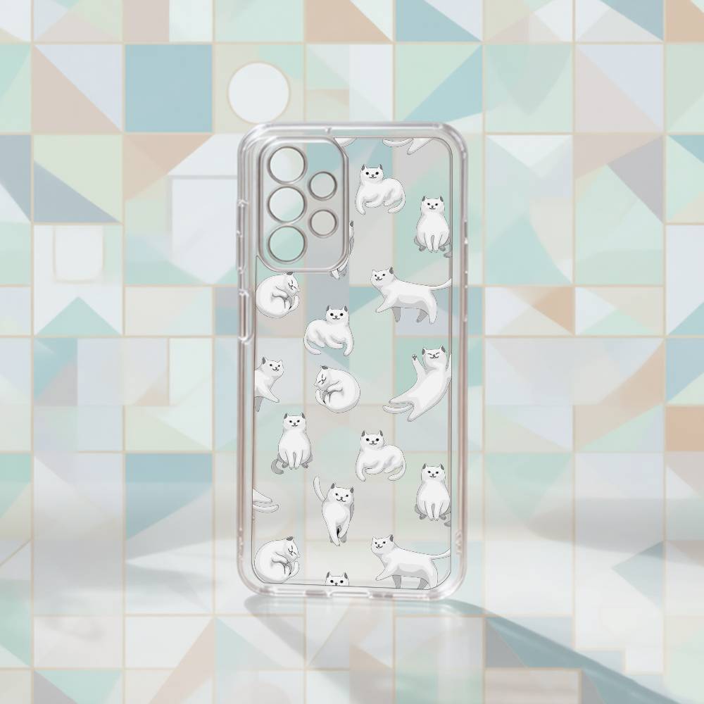 Cute kitten P-pattern patchwork  Phone Case Transparent Silicone Soft For Samsung S25,S24,S21,S22,S23,S30,Ultra,S20,Plus,Fe