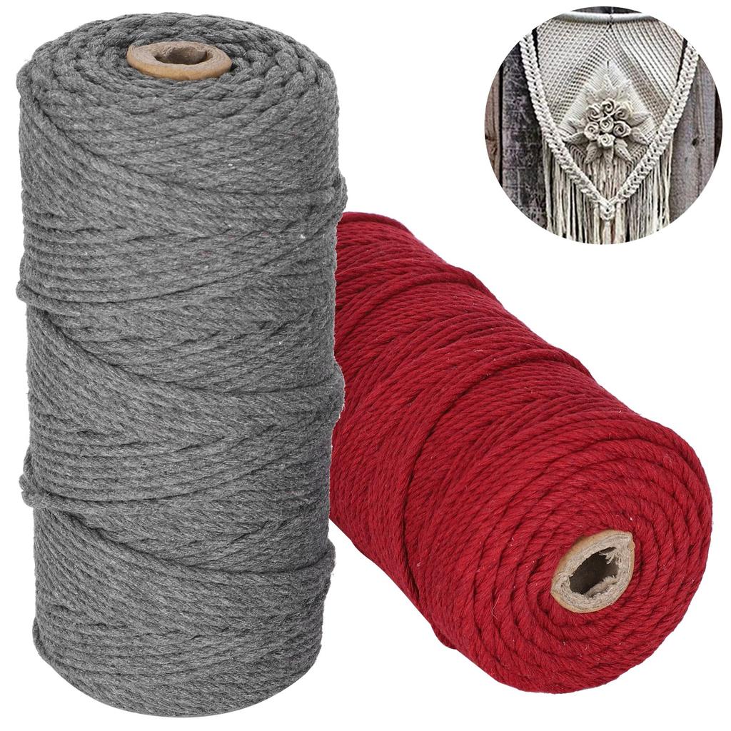 2Pcs 100 Meters Cotton Yarn Meters Knitting Rope Braid Macrame Handicrafts Hand DIY Craft
