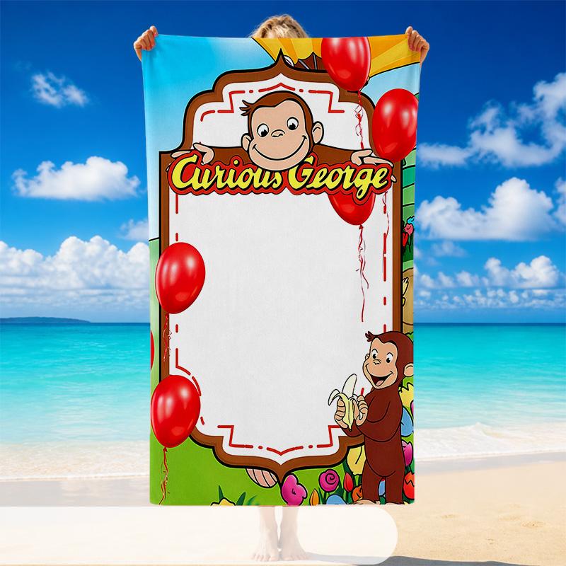 Quick Dry Beach Towel Curious George Pattern, Lightweight Absorbent Towel for Pool Beach Vacation Use