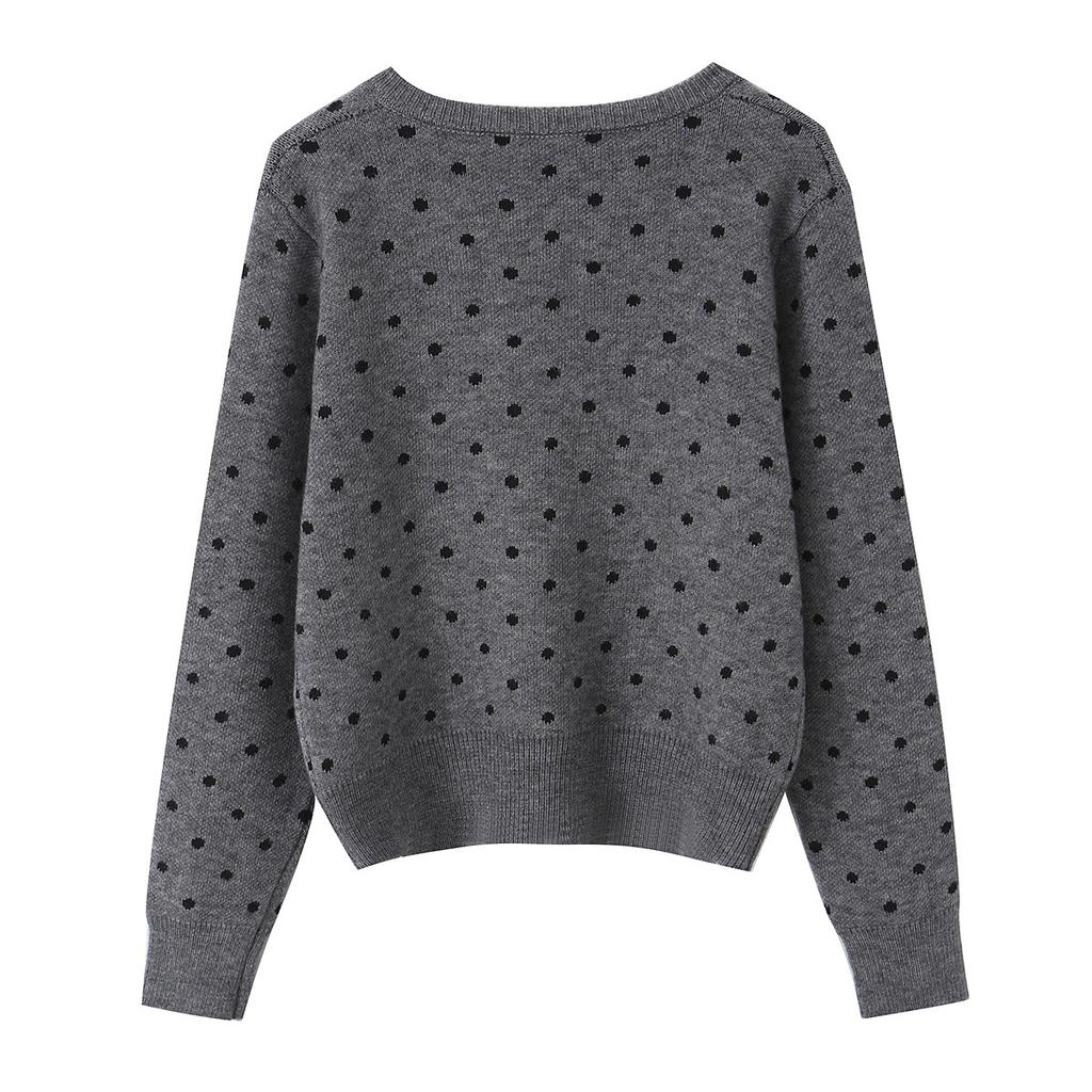 Beautiful style, wholesale women's clothing, fashionable versatile temperament casual design polka dot cardigan sweater