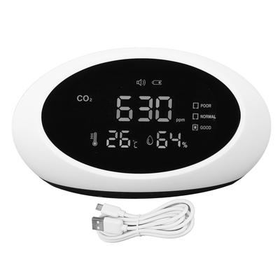 CO2 Detector High Accuracy HD LCD Display Rechargeable Portable Carbon Dioxide Detector Air Quality Meter Thermometer