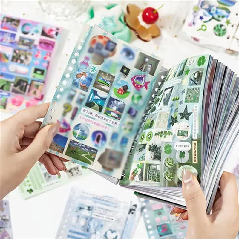 Dreaming Of Retro Style Sticker Book, 30-Page Japanese Retro Dreamcore Sticker With Frosted Glitter,A