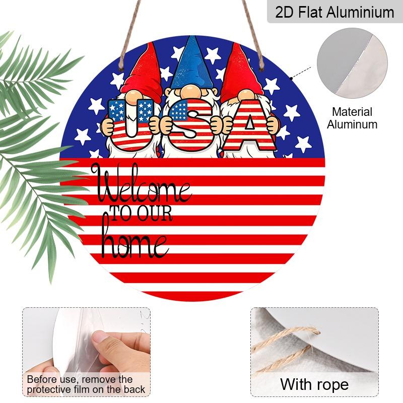 2D Flat Retro Aluminum Wall Stickers in Various Sizes. American Independence Day Themed Door and Welcome Sign with An American Flag Design. Ideal for