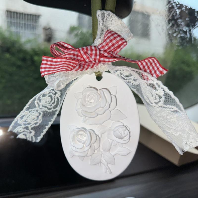 1pcRose Flower Car Air Freshener Hanging Decoration Bathroom Bedroom Wardrobe Flower Aroma Plaster Pendant Diffuser Stone Weddin