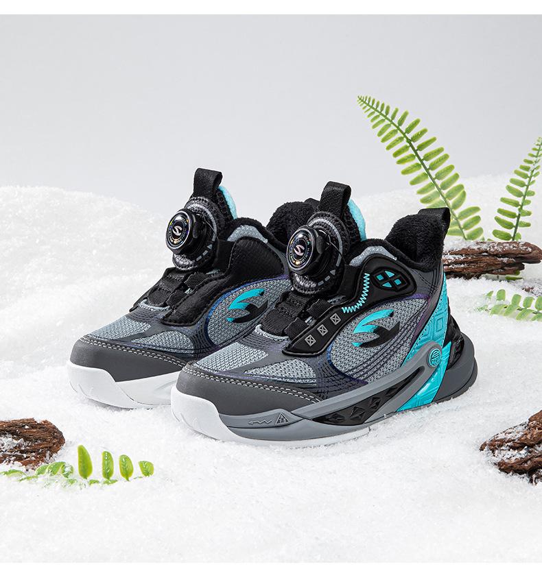 HOBIBEAR Boys' Plus Velvet Winter Cotton Sports Shoes - Warm, Two-Layer, Outdoor Footwear for Middle and Big Kids