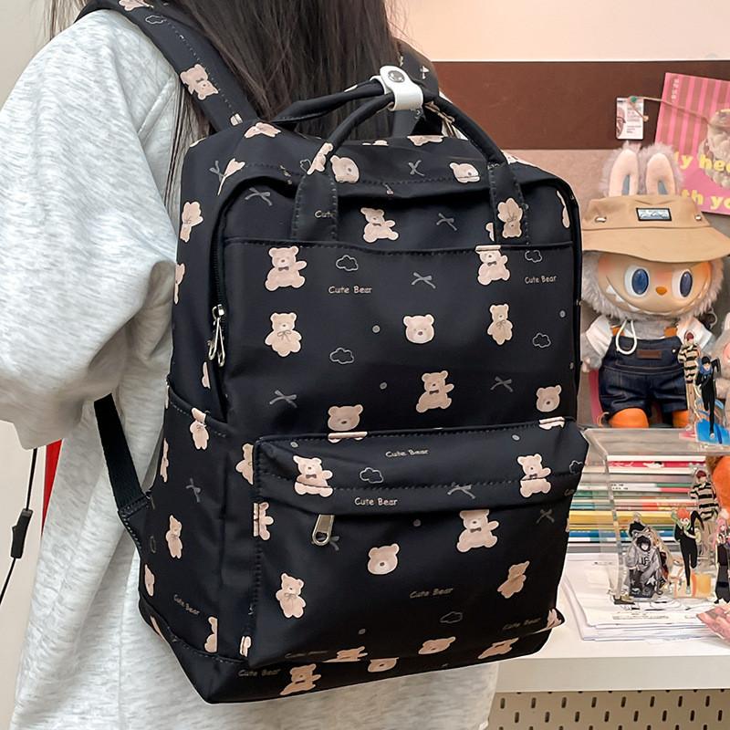 Bow Simple Butterfly And Cartoon Bear Pattern Student Backpack Teens For