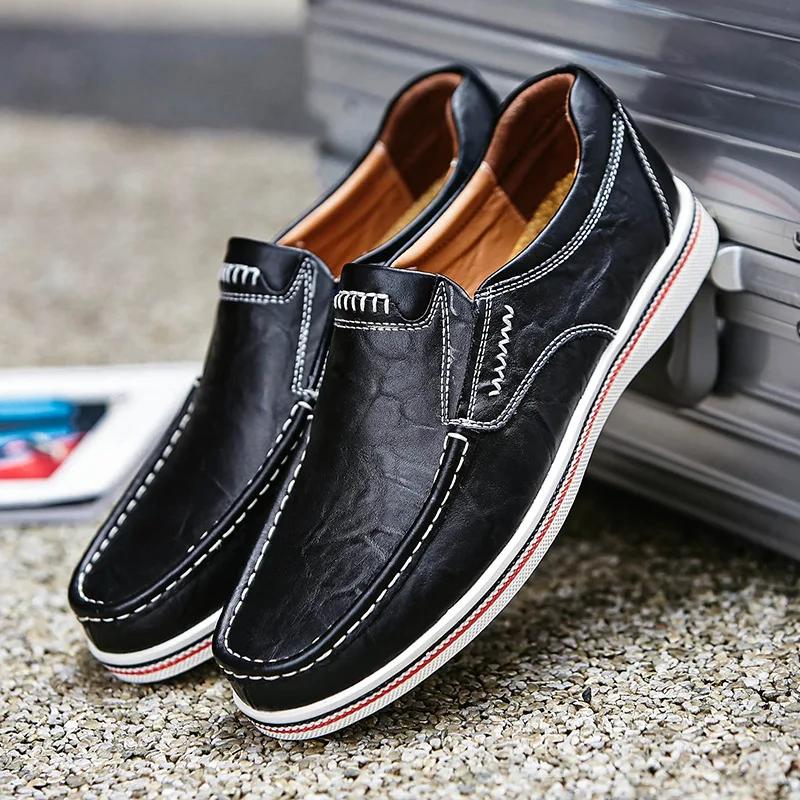 British Style Men Business Leather Shoes Fashion Men Loafers Slip-on Male Casual Shoes Flat Men's Driving Shoes Chaussure Hommes