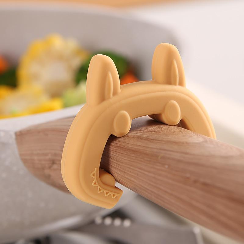 

Багатофункціональна підставка для лопаток у формі котячих вушок, захист від опіків, затискач для каструлі від переливання, термоізольований затискач для кухонного приладдя, кухонний гаджет жовтий