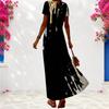 Women Plus Size V Neck Short Sleeve Printed Light Purple Maxi Dress