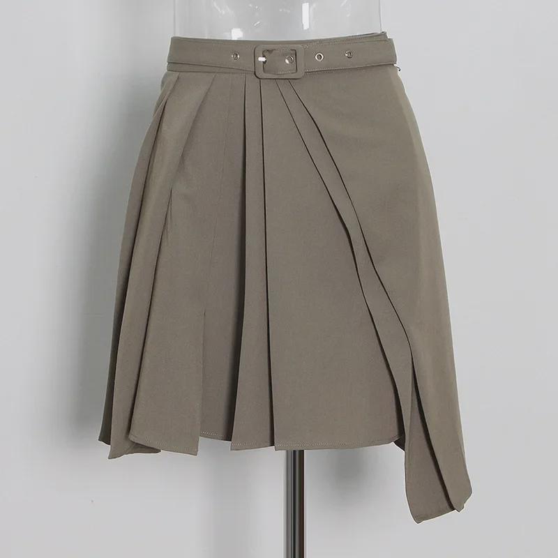 2025 Korean Women's Fashion: Irregular Solid Color Lapel Shirt + Short Skirt Suit