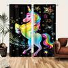 3D Rainbow Horned Horse Sunshade Curtains, 2 Panels, Suitable for Bedroom, Living Room, Kids Room, Office, Home Decoration