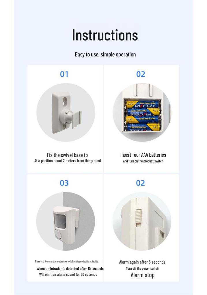 130dB White Custom Infrared Home Anti-theft Alarm