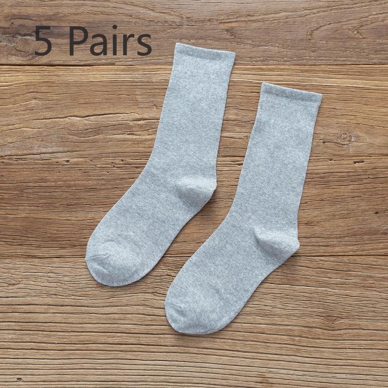 5 Pairs of Female Autumn Trend High Tube Solid Color Pile Socks
