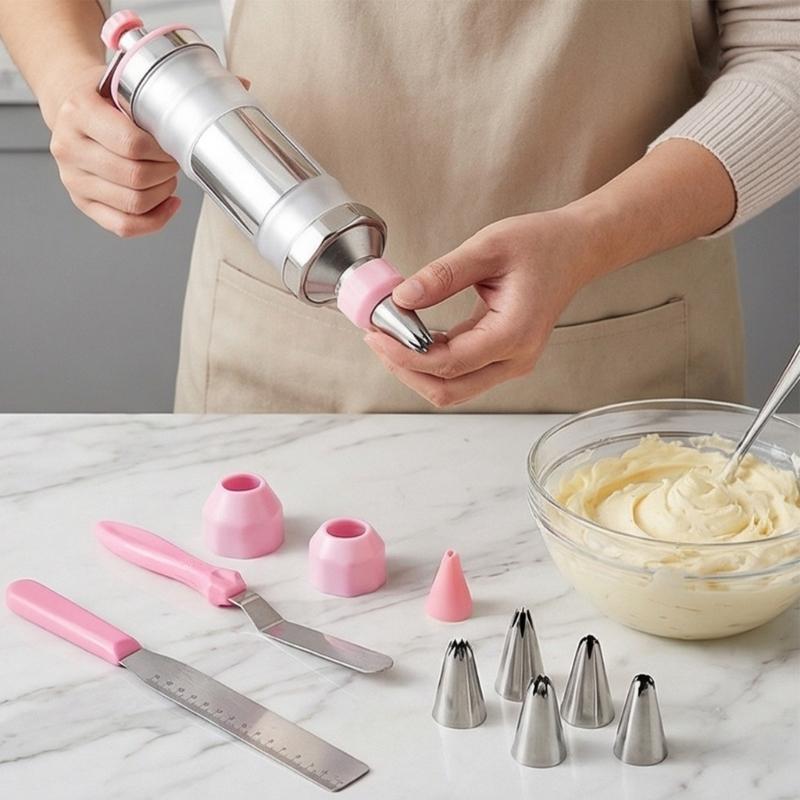 Professional Metal Cookie Frosts Decorating Set Includes 34Pieces Professional Cake Decorating Set For Home Bakers