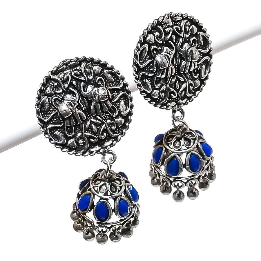Natural Blue Chalcedony Gemstone 925 Sterling Silver Jewelry Earring 1.97  AEE-11300