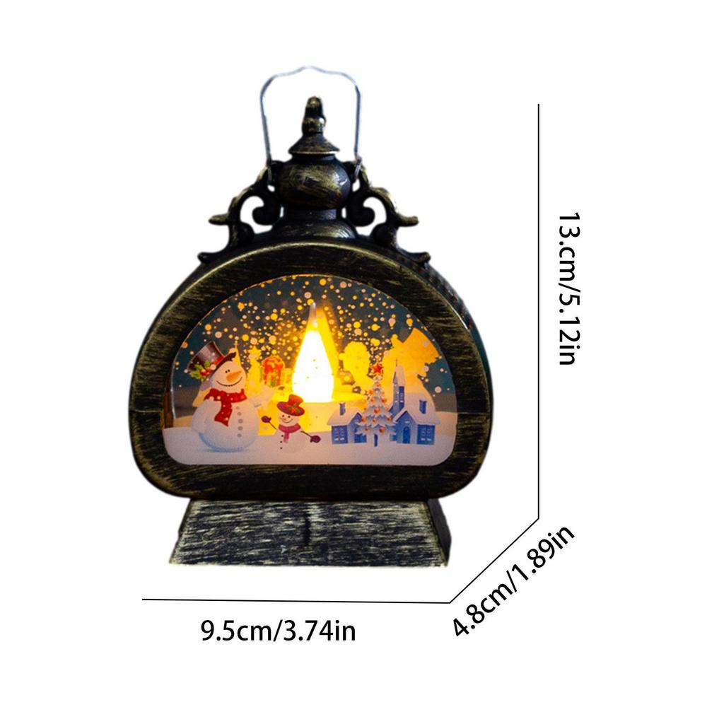 Christmas Lantern Decor Lighted Snow Globe Lantern Christmas Lamp With Handle Exquisite Snowflake Pattern Christmas Scene Lamp