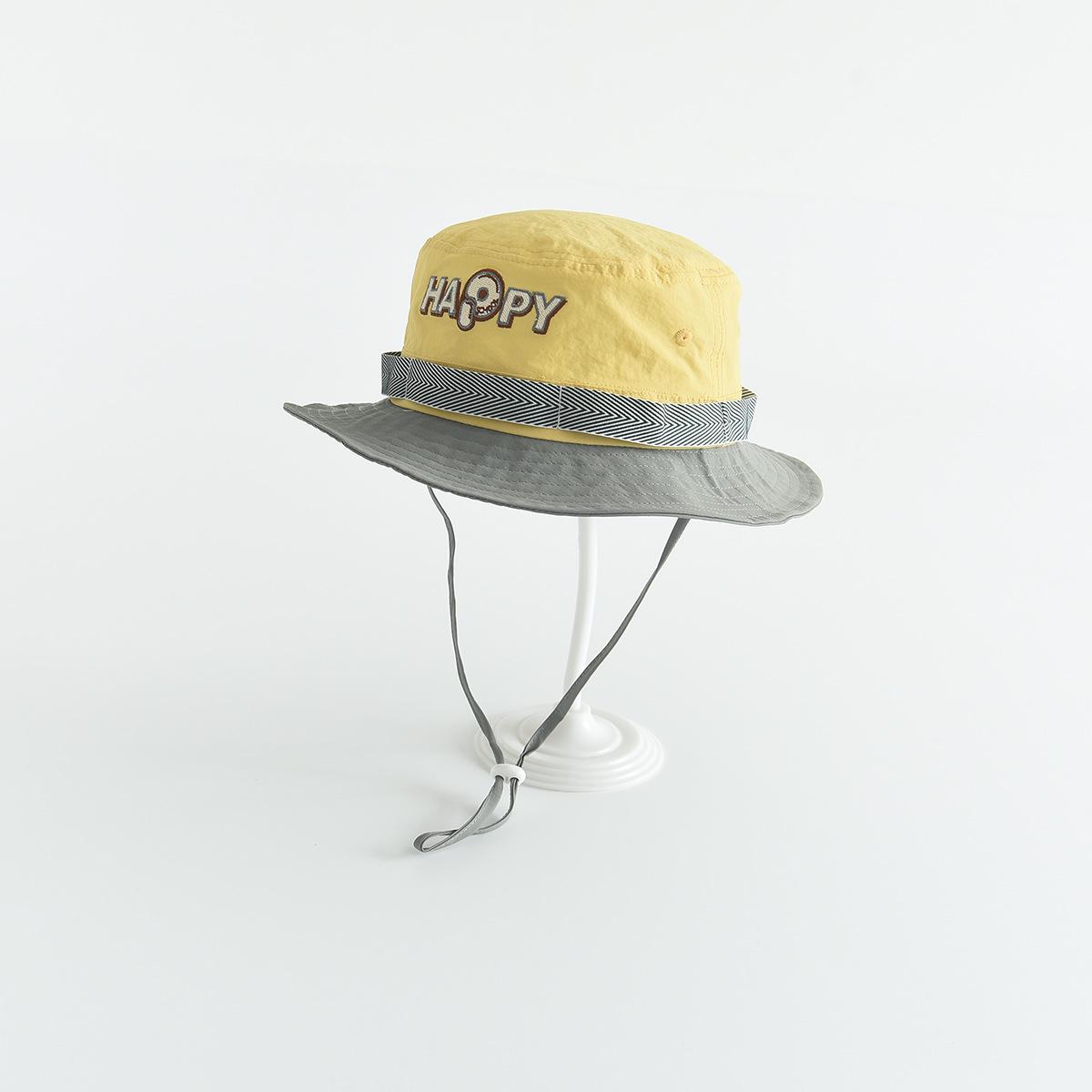 Color-block Kids Sun Protection Bucket Hat with Letter Design 54cm