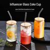 16oz High Borosilicate Glass Cola Cup with Bamboo Lid - Heat Resistant, for Cold Drinks, Juice, Milk, Tea