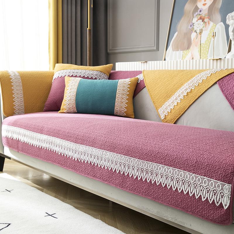 Pure Cotton Sofa Cushion for All Seasons, Non-slip, Simple Modern Cushion, Winter Leather Sofa Cover, Cloth Towel