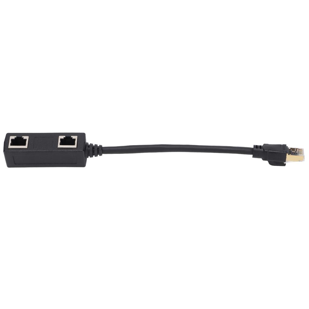 Ethernet Splitter Practical Stable Reliable Durable Black CAT8 Network Cable Adapter for Home Office