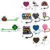 2Pcs Sweet Heart Leopard Print Silicone Straw Cap Dustproof Splashproof Rainbow Straw Cover Tips Straw Decoration For 7-8mm