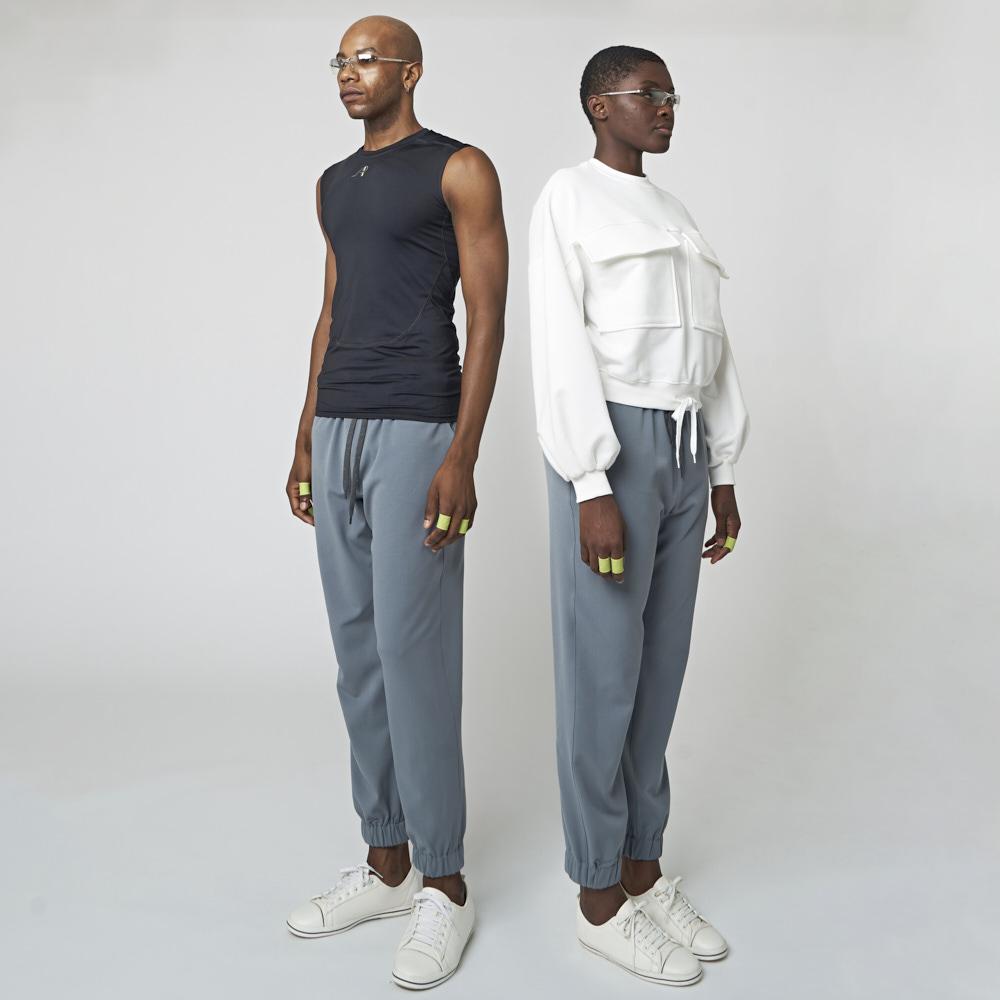 ATHPLATFORM Au32Pt04 Tapered Elastic Waist Jogger Pants_Gray Blue