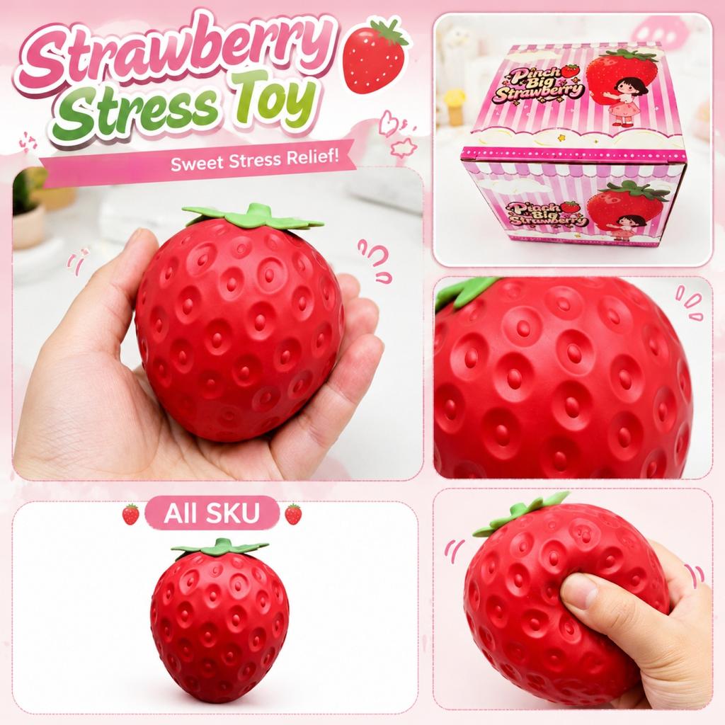 Pinch Big Strawberry Squeeze Toy Large Size Stress Relief Soft Touch Durable Material Fun Shape for Relaxation and Play