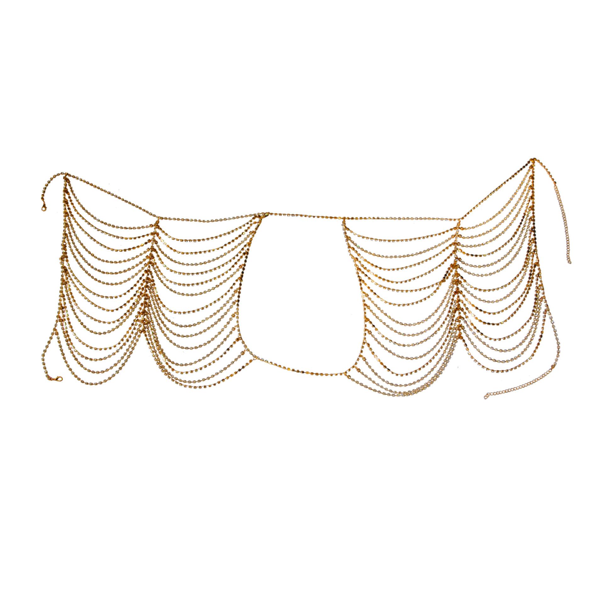 Ювелирные изделия + супер блестящие ягодицы для ночного клуба, полая сексуальная юбка + одежда для выступлений в ночном клубе, цепочка на тело золотой