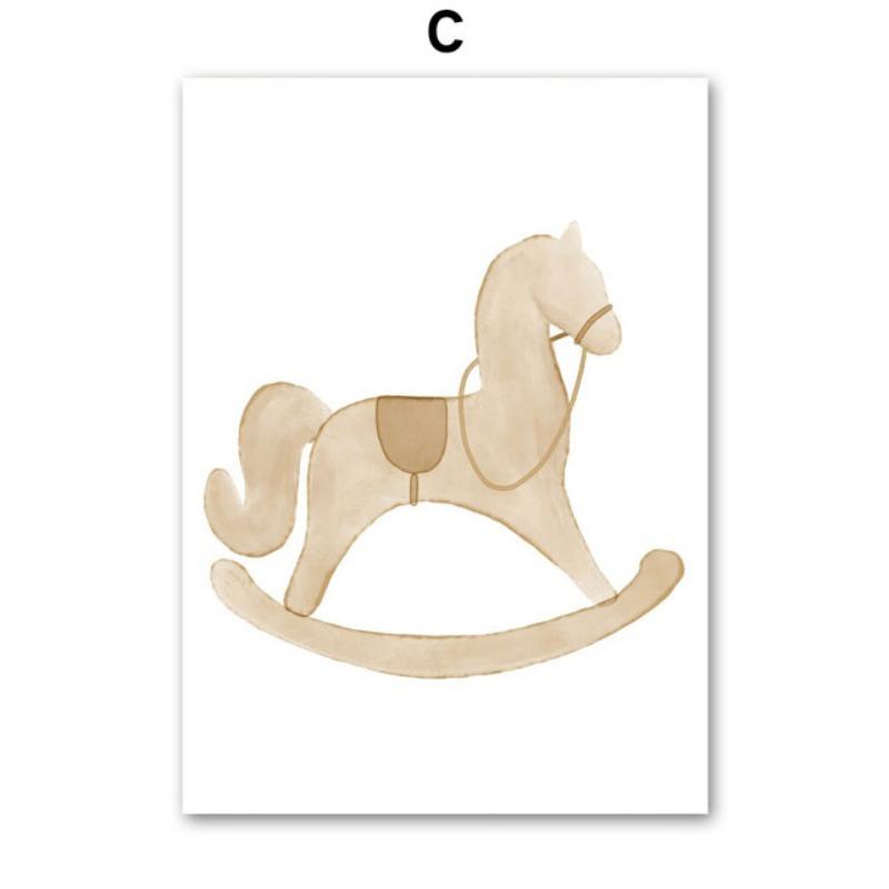 Boho Bear Elephant Butterfly Rocking Horse Rainbow Wall Art Canvas Painting Posters And Prints Pictures for Baby Kids Room Decor