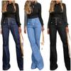 Frühlings-Neuer Stil Knopfleiste Hohe Taille Jeanshose - Schlankmachende und Elegante Schlaghose für Damen