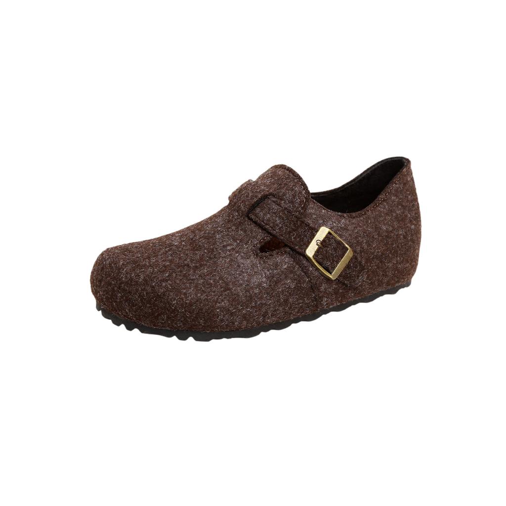 Grape mother autumn new warm and velvet inner height increase fluff half drag outer wear platform women's shoes autumn and winter