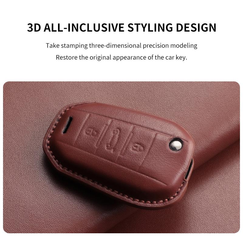 Leather Car Key Case Cover Fob For Peugeot 208 3008 308 508 408 2008 307 400 Car Remote Smart Protector Shell Garnish Accessorie