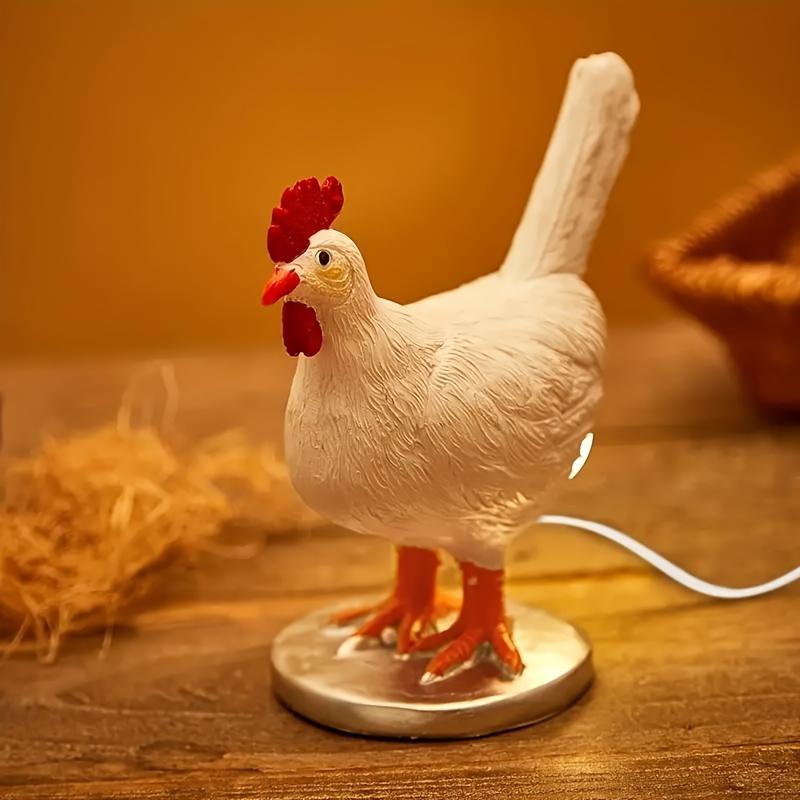 1PC Neue Kreative Harz Handwerk Simulation Weiß Legen Huhn Nacht Licht Kopf Neuheit Schlafzimmer Hause Ornament
